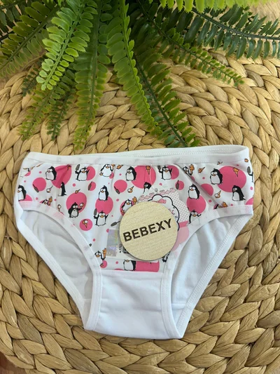 Kız Çocuk Külot Penguen Baskılı Pembe