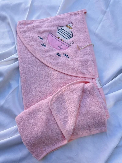 Martı Desenli Pembe Havlu