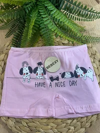 Kız Çocuk Boxer Köpek Baskılı Tos Pembe