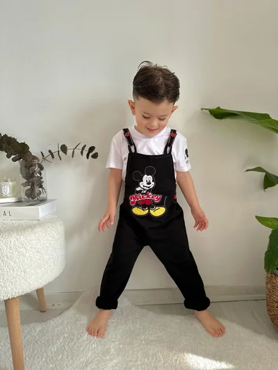 Mickey Baskılı Tişörtlü Tulum & Salopet 