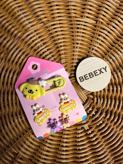 Sarı Köpekli Pensli  5'li set Farklı Toka