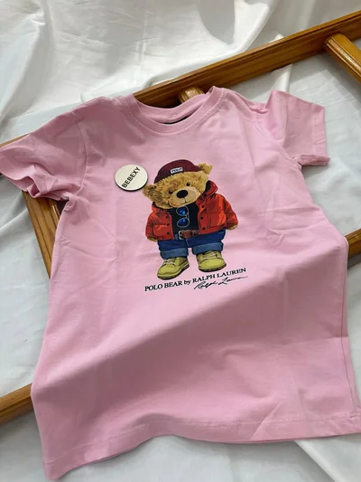 Bereli Ayı Baskılı Tişört Pembe