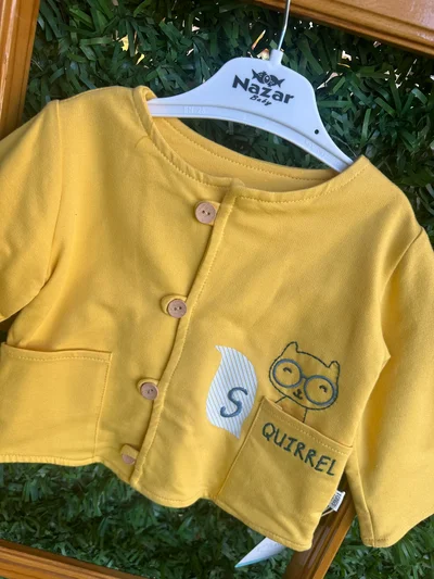 Erkek Bebek Ceket Quırrel Yazılı Sarı