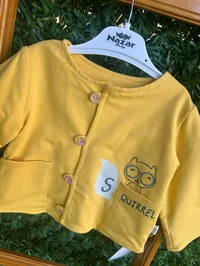 Erkek Bebek Ceket Quırrel Yazılı Sarı