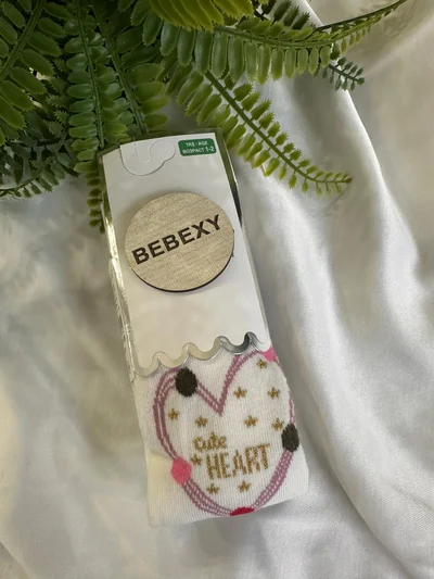 Cute Heart Yazılı Beyaz Kız  Külotlu Çorap  11