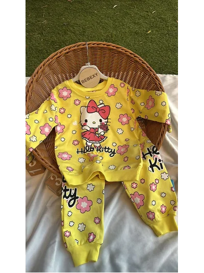 Hello Kitty Baskılı Sarı Bebek Takım 97/