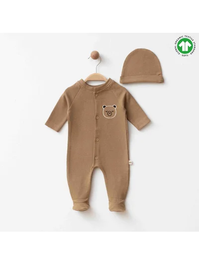 Ayıcıklı  Şapkalı  Bebek Tulumu 