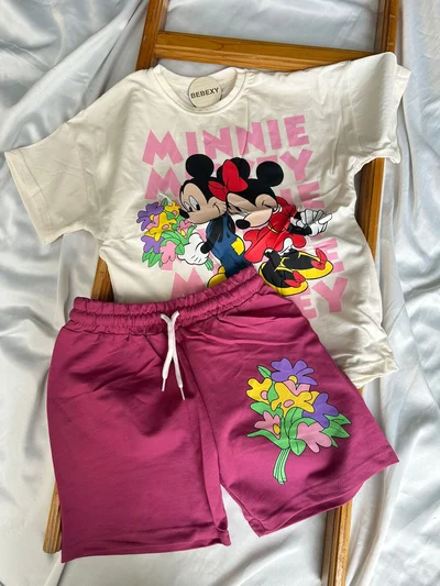 Mickey Minnie  Baskılı Şortlu Takım