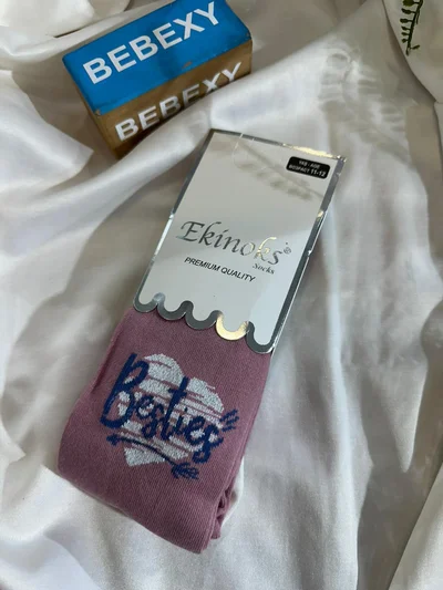 Besties Yazılı Mor  Kız Külotlu Çorap 