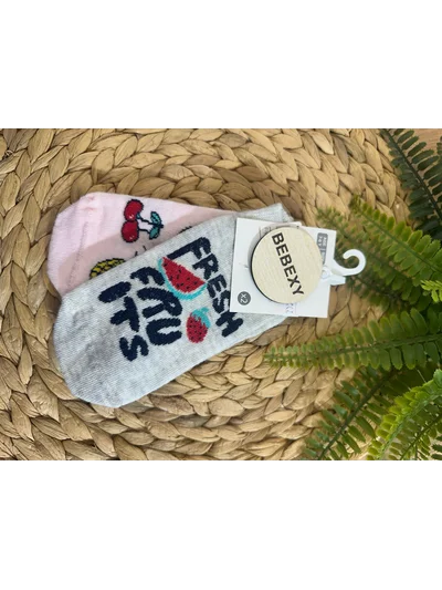 Fruits Baskılı Çorap Gri