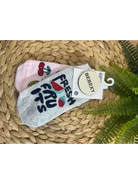 Fruits Baskılı Çorap Gri