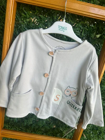 Erkek Bebek Ceket Quırrel Yazılı Gri