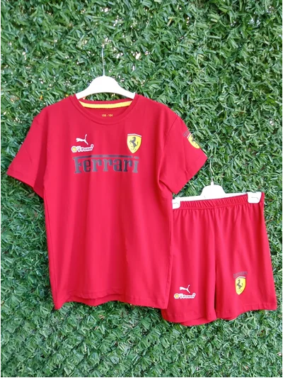 Kırmızı Ferrari Baskılı  Şortlu Takım
