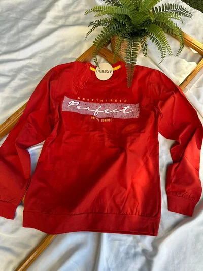 Be Great Baskılı  Sweatshirt  Kırmızı  40/