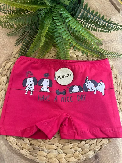 Kız Çocuk Boxer Köpek Baskılı Pembe