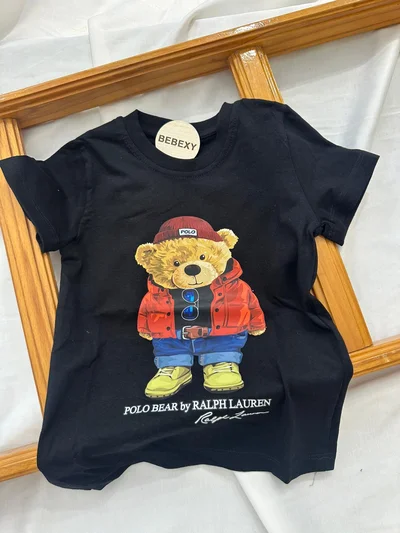 Bereli Ayı Baskılı Tişört Siyah