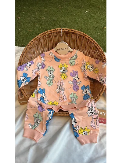 Minnie Mouse Baskılı Pembe Bebek Takım 94/