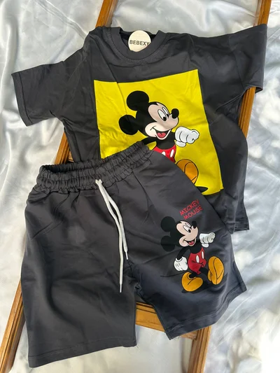 Sarı Mickey Baskılı  Alt Üst Takım  