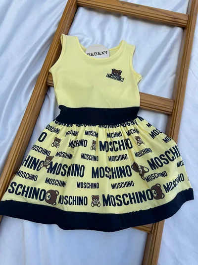 Aycıklı Moschino Baskılı Elbise Sarı