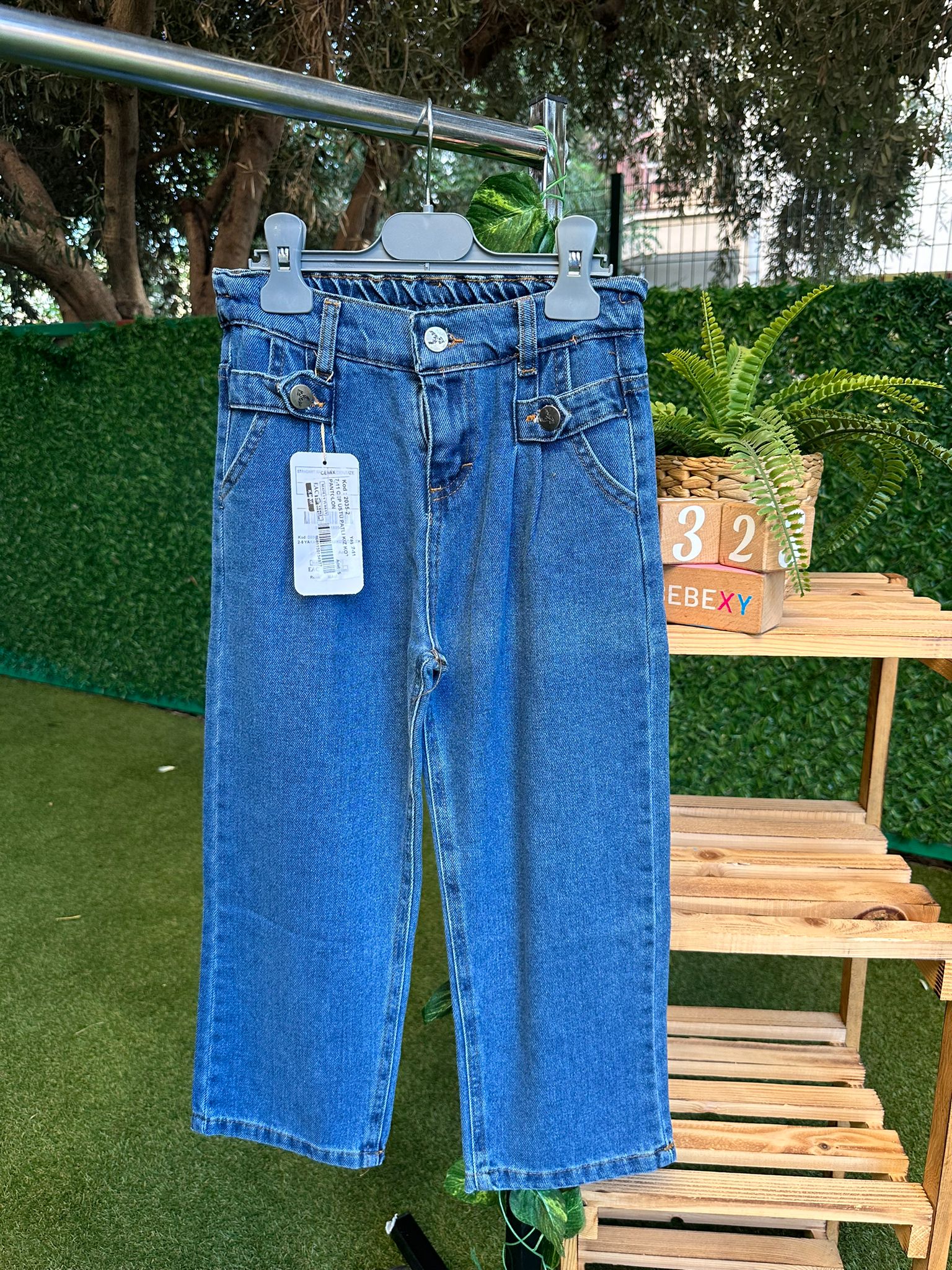 Cep Düğme Detaylı Jean Pantolon Mavi