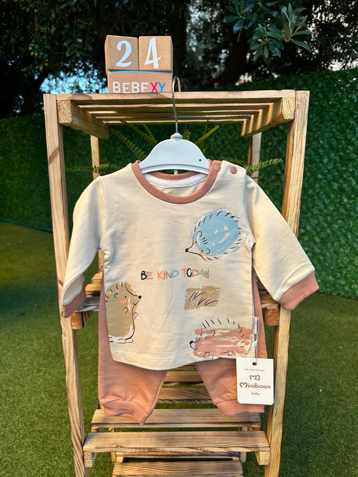 Kirpi Baskılı Alt Üst Bebek Takım
