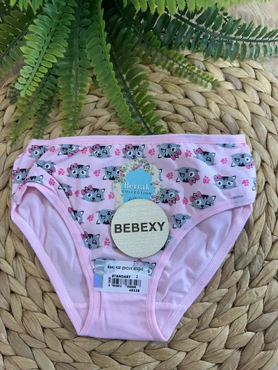 Kız Çocuk Külot Gülen Kedi Baskılı Pembe