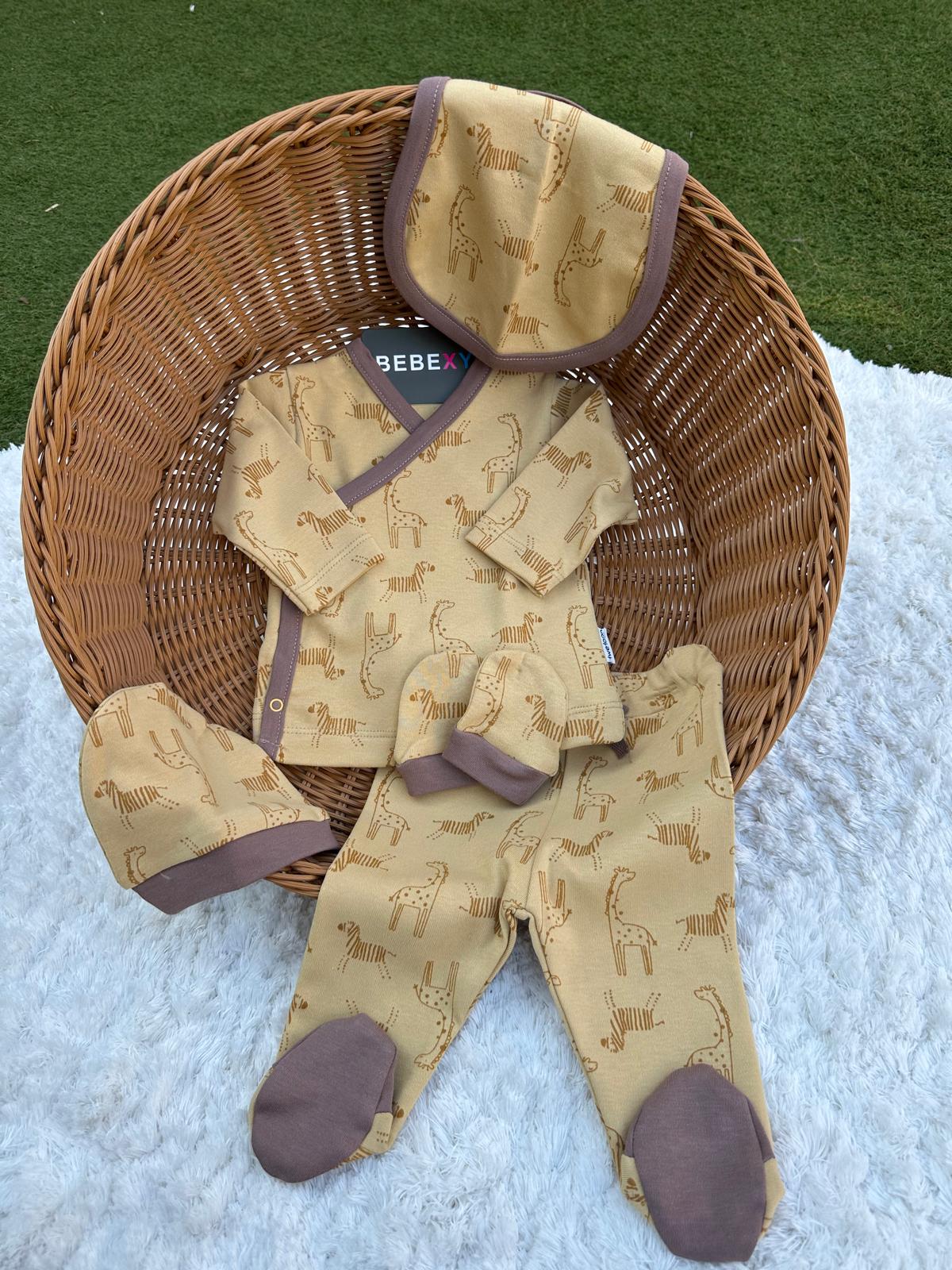 Zürafa  Desenli 5 Parça Zıbın Set