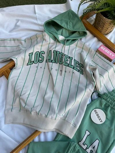 Los Angeles Yazılı Çizgili Alt Üst Takım 27