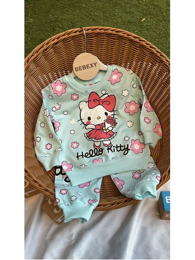 Hello Kitty Baskılı Mavi Bebek Takım 95/