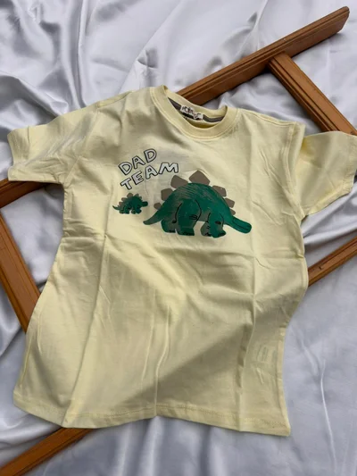 DAD TEAM Sarı  Dinazorlu Tişört