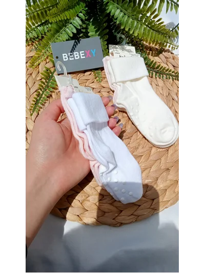  Silikon Tabanlı Kaydırmaz 2'lİ  Çorap Beyaz
