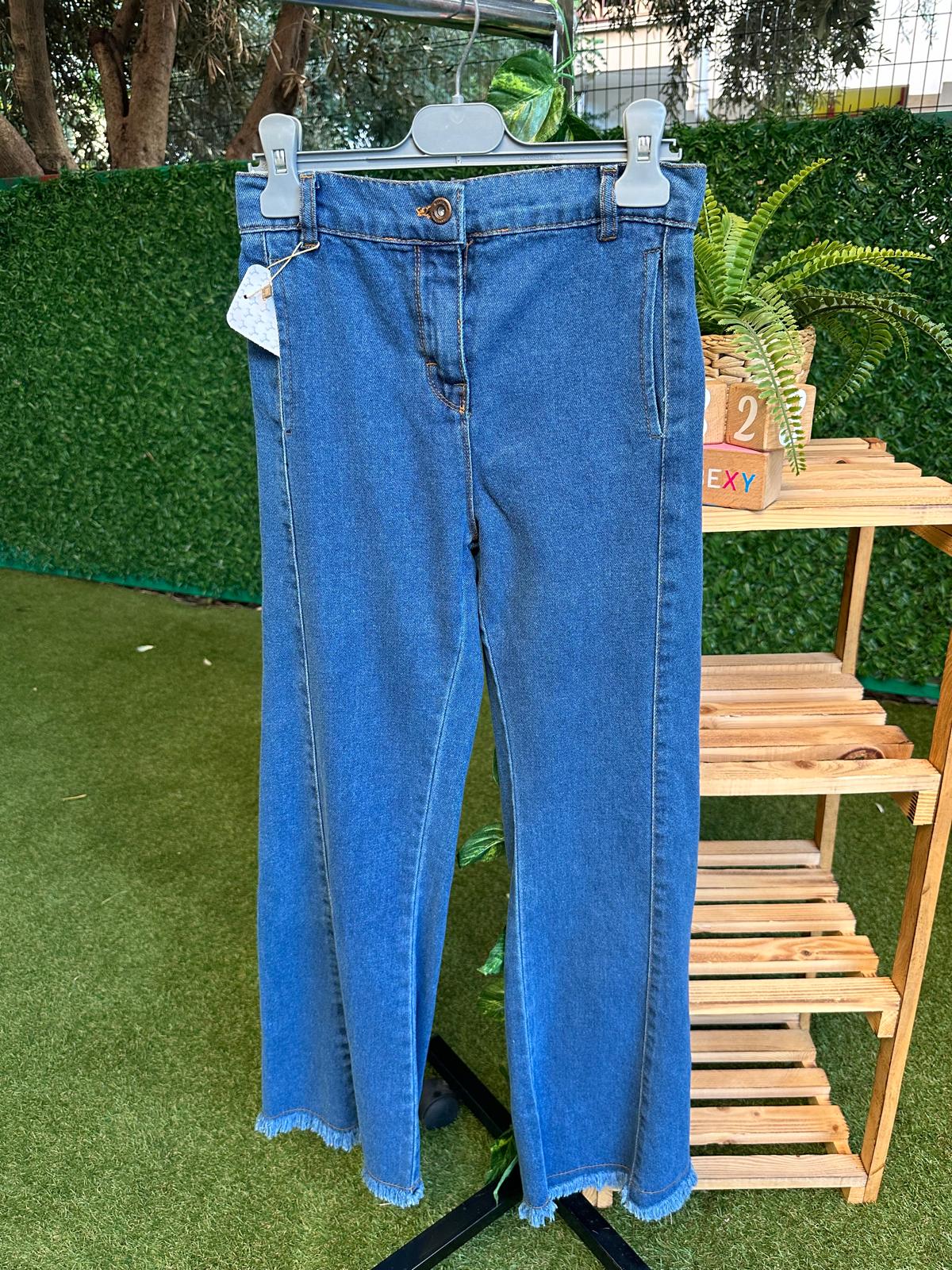 İspanyol Paça Jean Pantolon Mavi