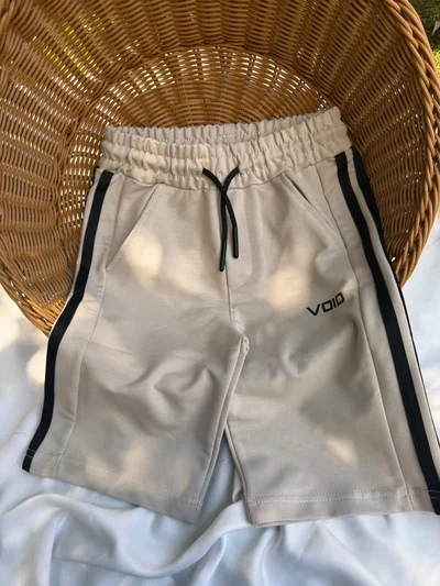 VOID Yazılı Camel Çizgili Şort