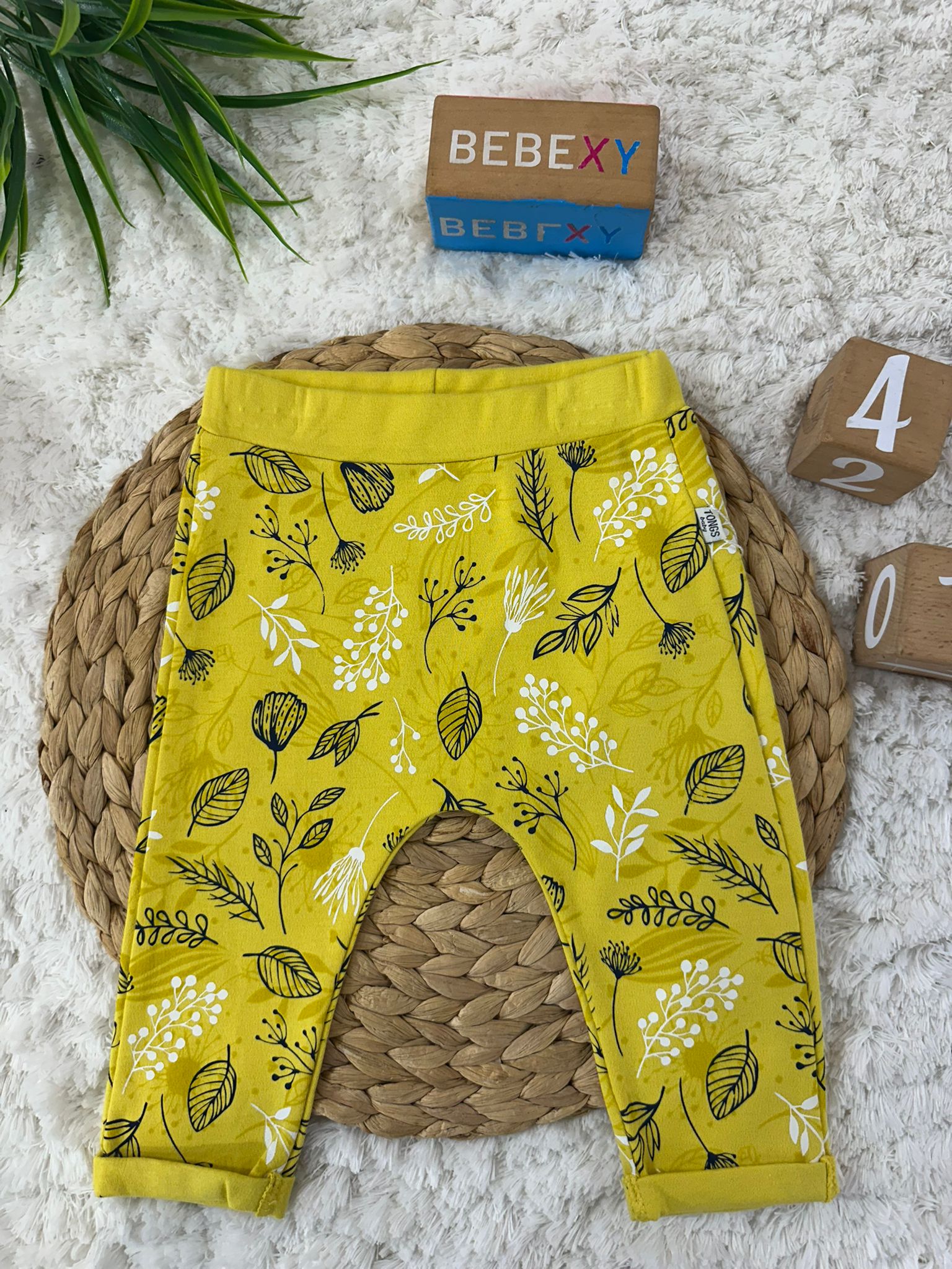 Yaprak Baskılı Pijama Altı Sarı