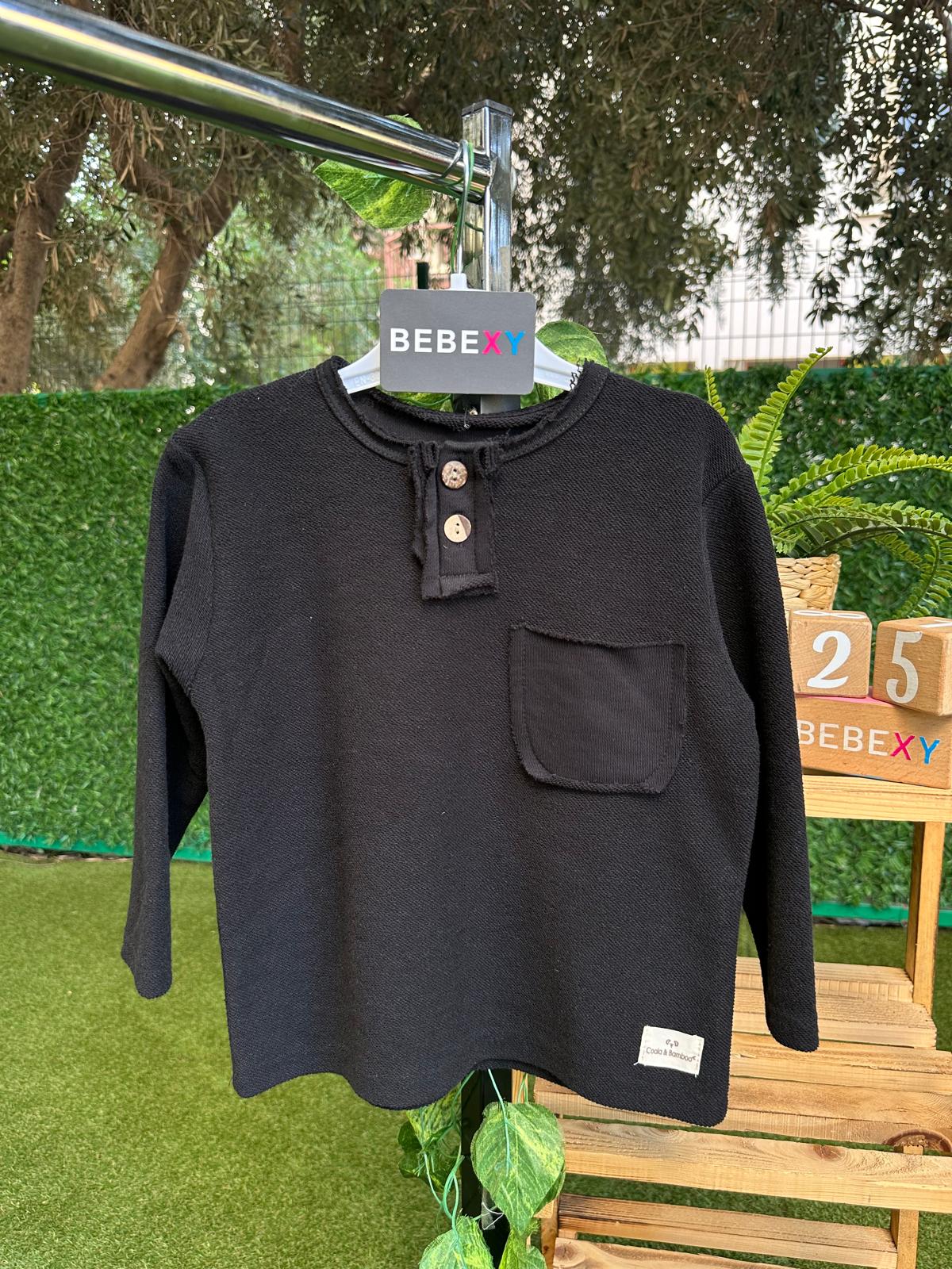 Düğme ve cep detaylı sweat siyah