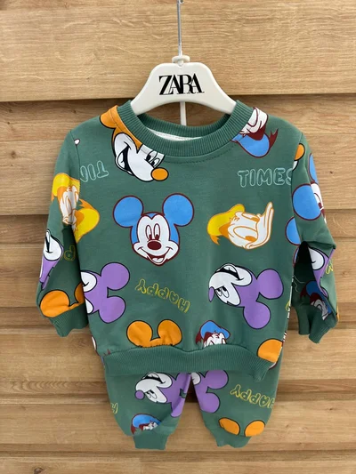 Mıckey Baskılı  Yeşil Bebek Takım 93/
