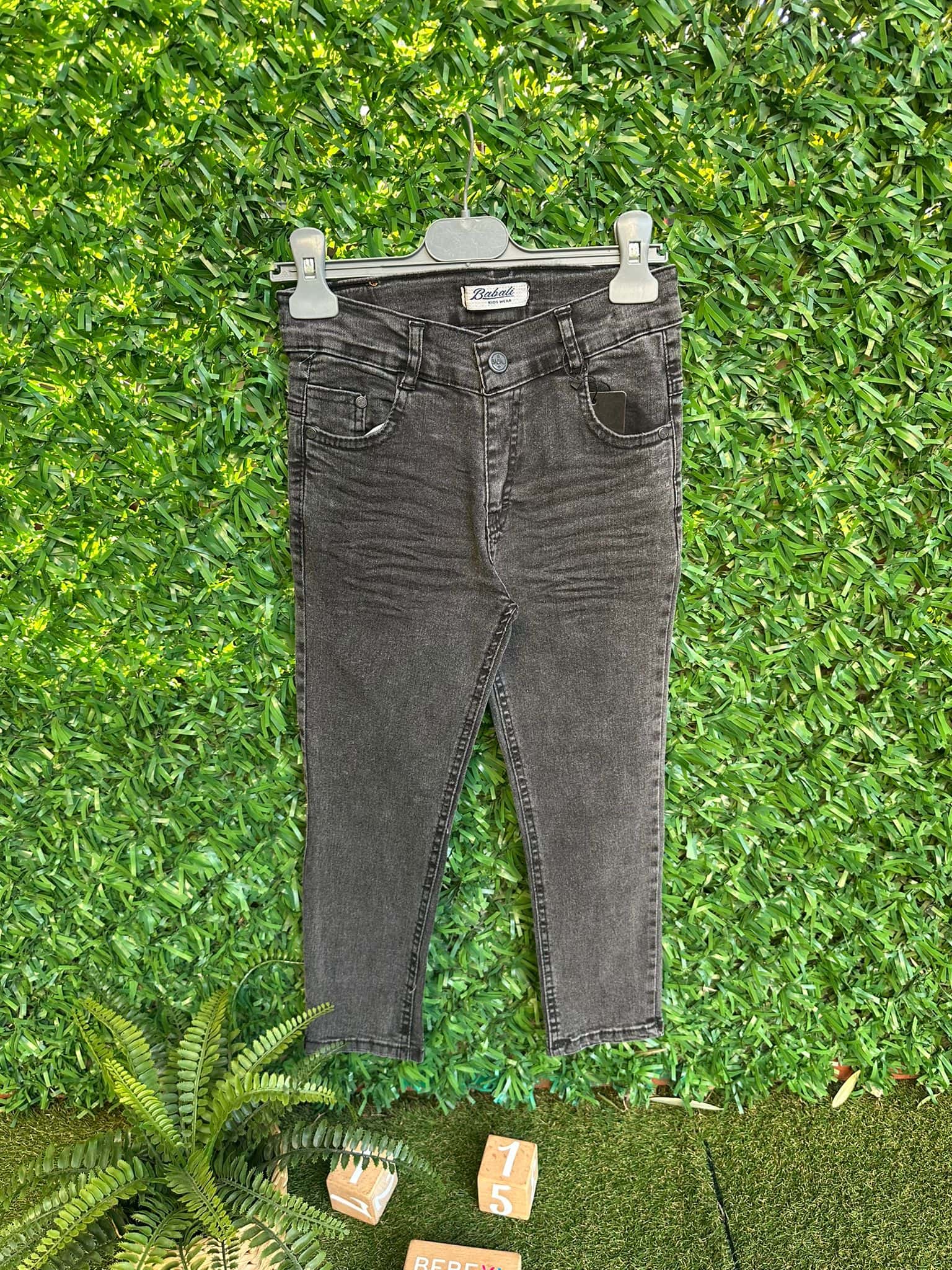 Beyaz Çizgili Jean Pantolon  Füme