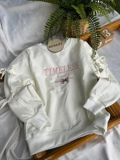 TIMELESS Yazılı Beyaz Sweat