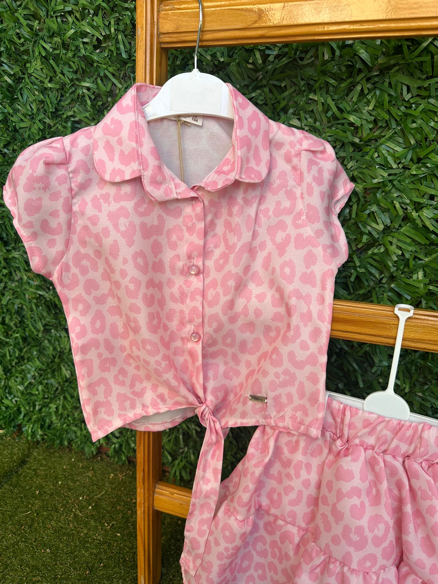 Önü Bağlamalı Etekli Alt Üst Takım Pembe