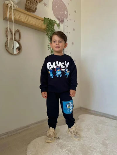 Buluey Yazılı  Alt Üst Takım Lacivert