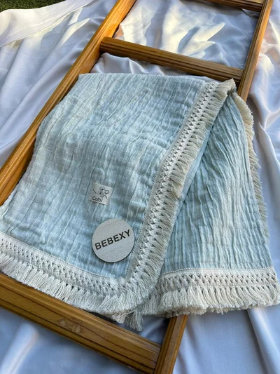 Pamuklu Duster Battaniye Mint Yeşili