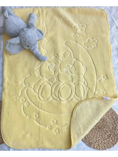 Sarı Yıldız Ayıcık Desenli Çocuk Battaniyesi