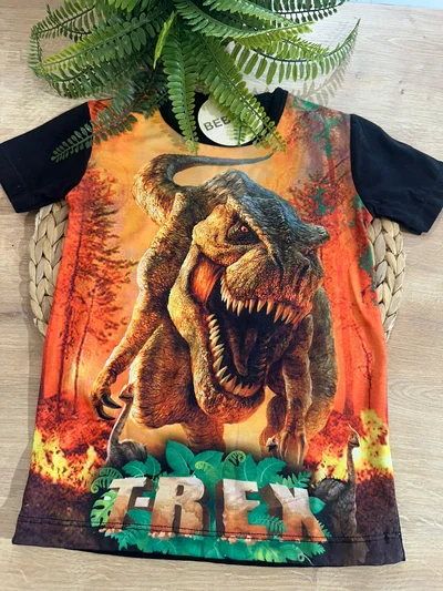 Erkek Tişört Trex Baskılı Siyah