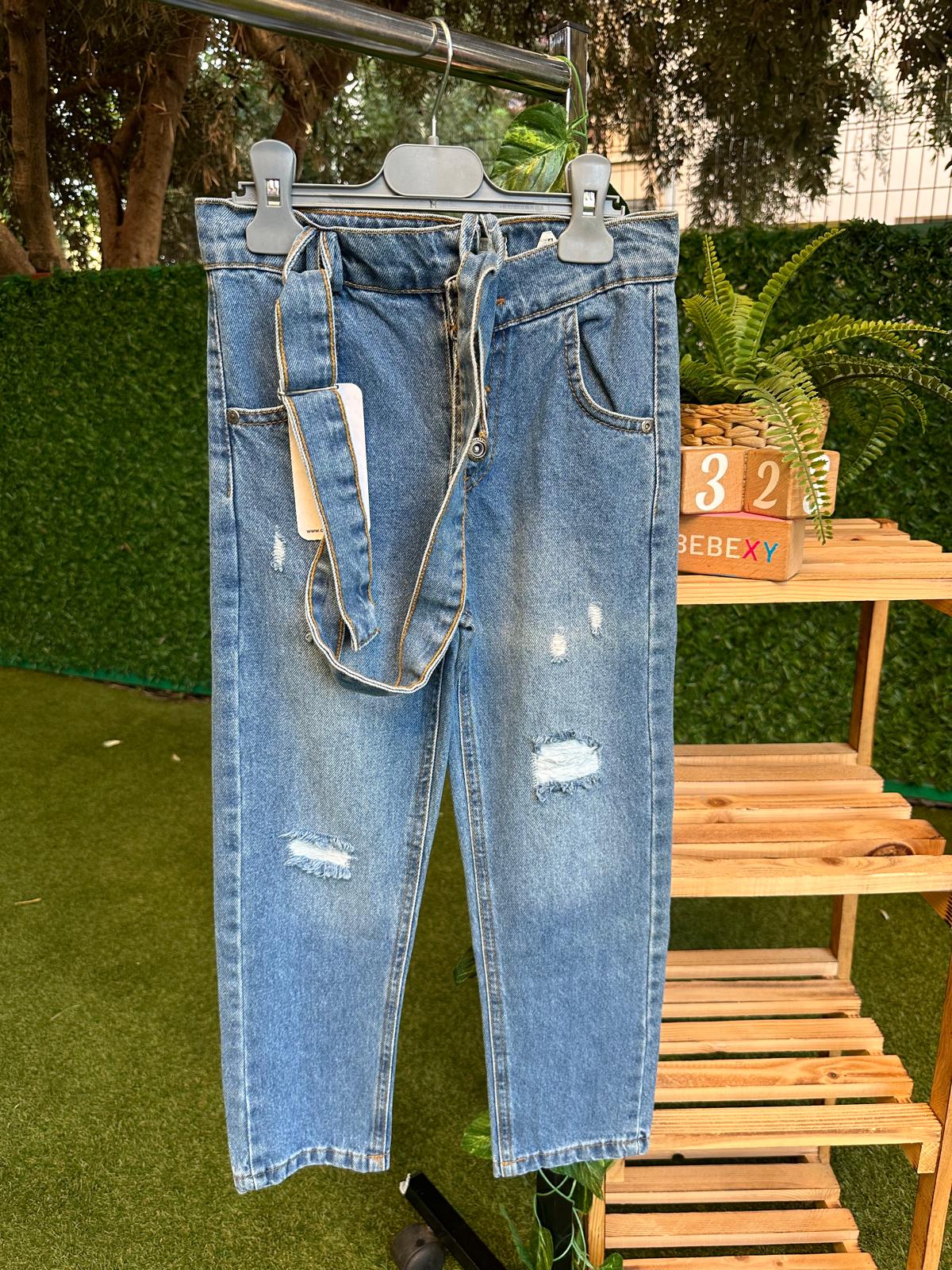 Askı Detaylı Jean Pantolon 