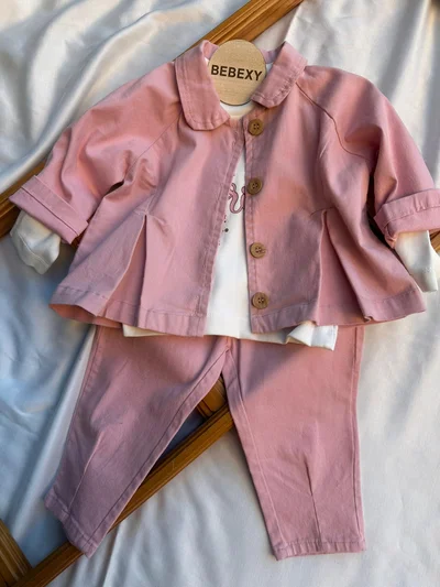 Pembe Kot Ceket Takım 