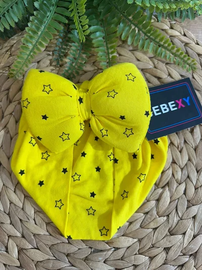 Bebek Şapka Bonesi Yıldız Baskılı Sarı
