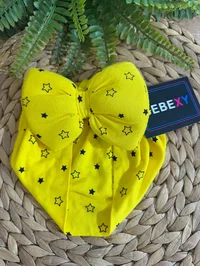 Bebek Şapka Bonesi Yıldız Baskılı Sarı