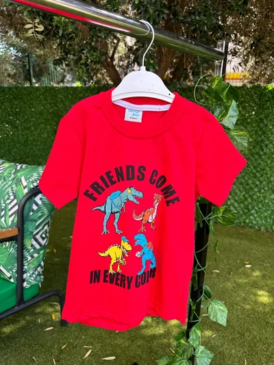 Dinazor Baskılı Tişort Kırmızı