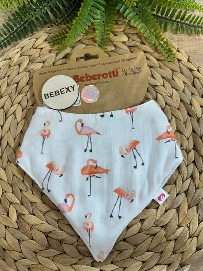 Müslin Bebek Önlüğü Flamingo Baskılı