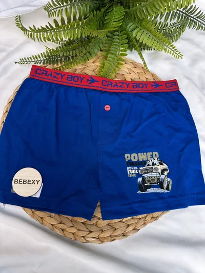 Powed baskılı Çocuk Boxer Dümeli Koyu Mavi